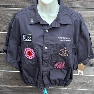Repurposed American Airlines work shirt by “Jagged Threads”